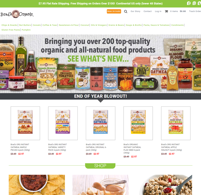Brad's Organic website